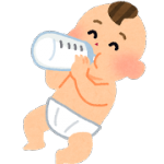 哺乳瓶　ミルクを飲む赤ちゃん